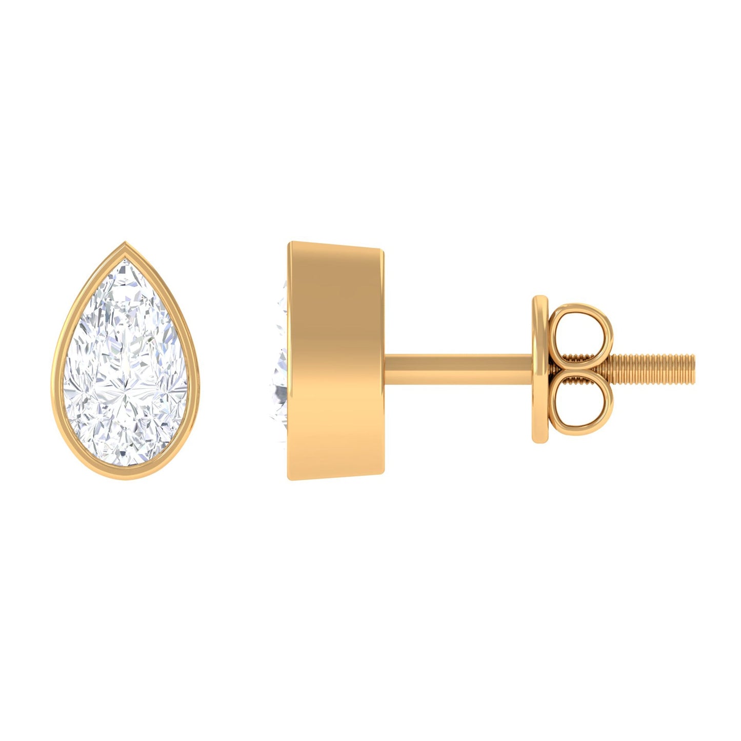 Pear Cut Natural Diamond Solitaire Stud Earrings