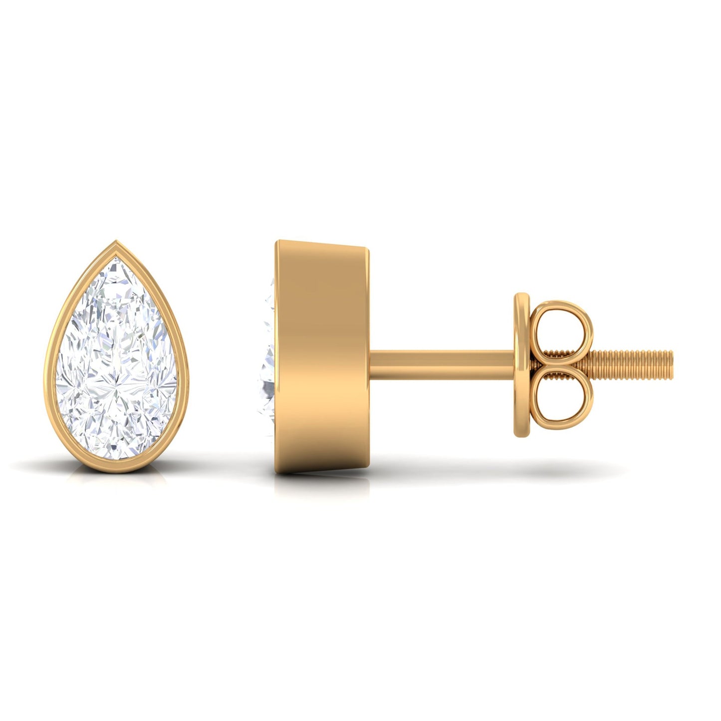 Pear Cut Natural Diamond Solitaire Stud Earrings