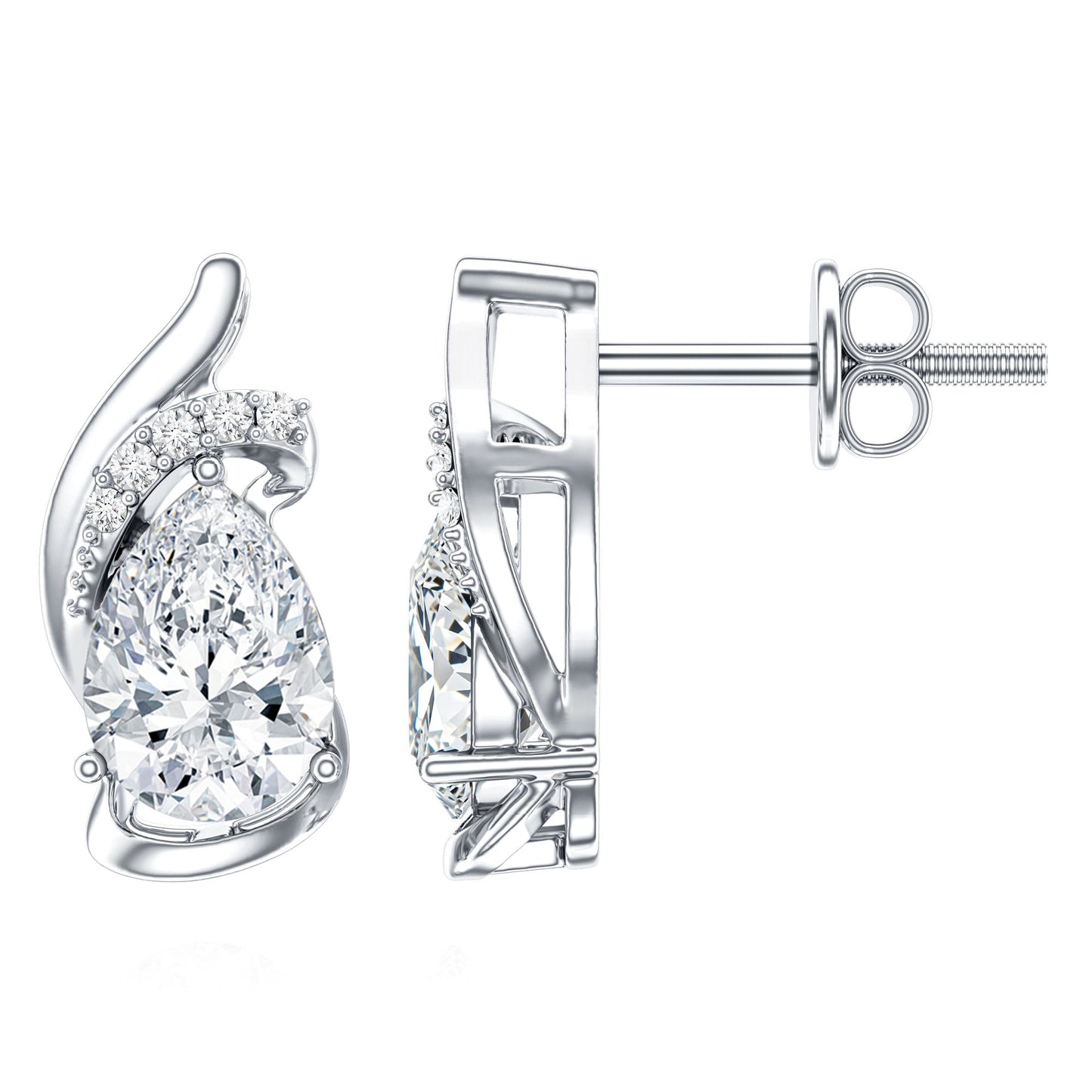 1.3 Carat Certified Lab Grown Diamond Teardrop Stud Earrings