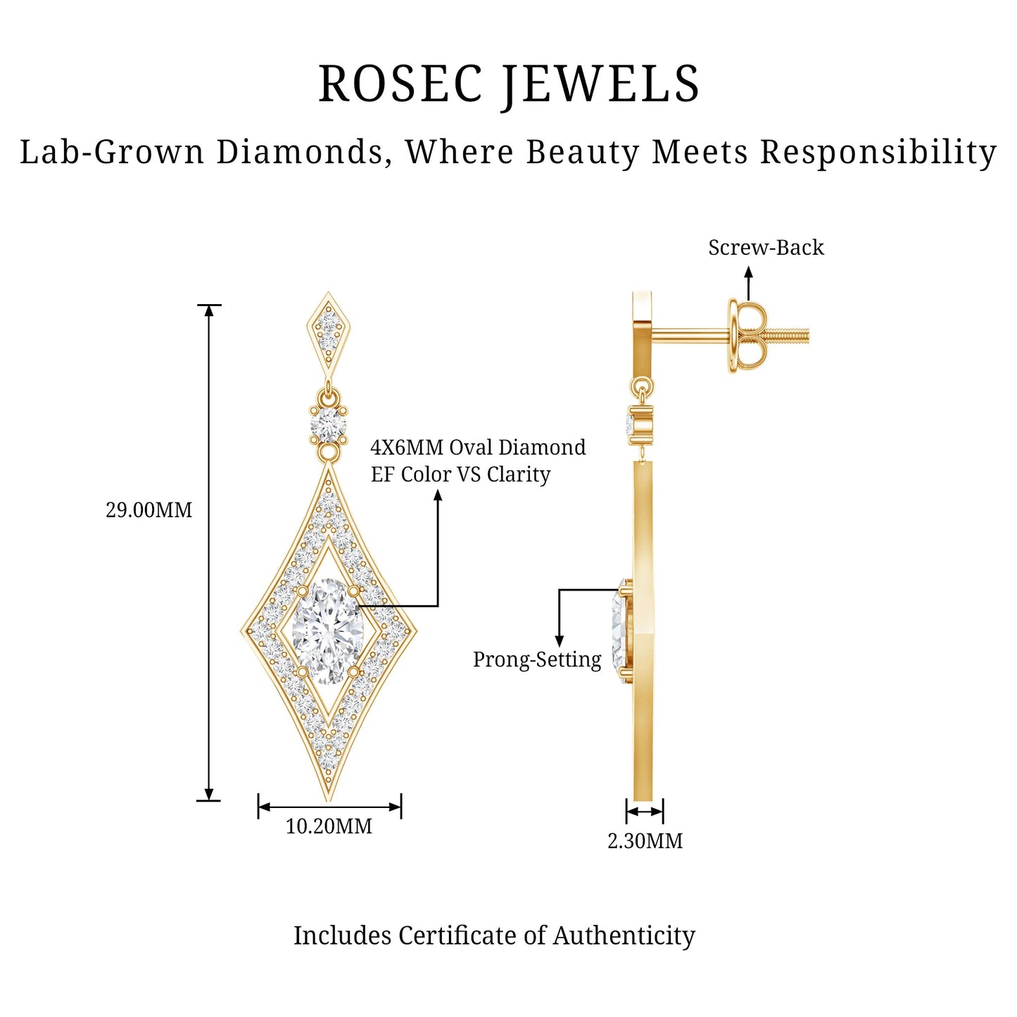 Certified Lab Grown Diamond Dangle Long Earrings