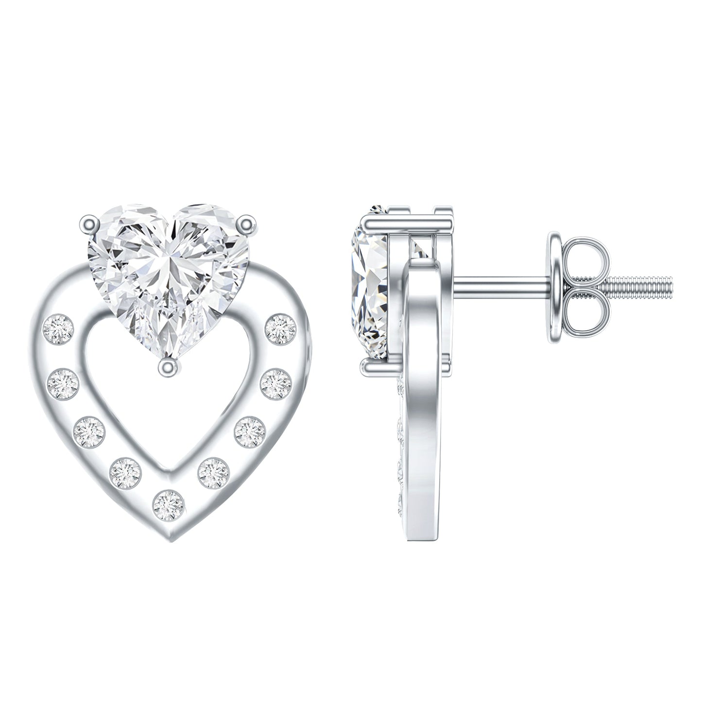 1.5 Carat Lab Grown Diamond Heart Studs For Her
