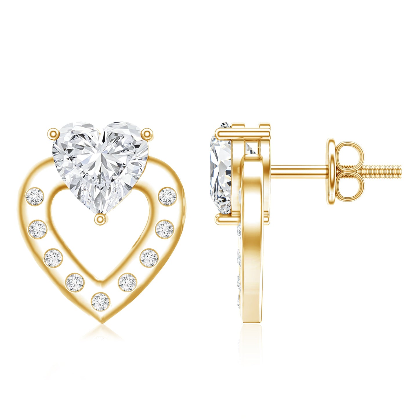 1.5 Carat Lab Grown Diamond Heart Studs For Her