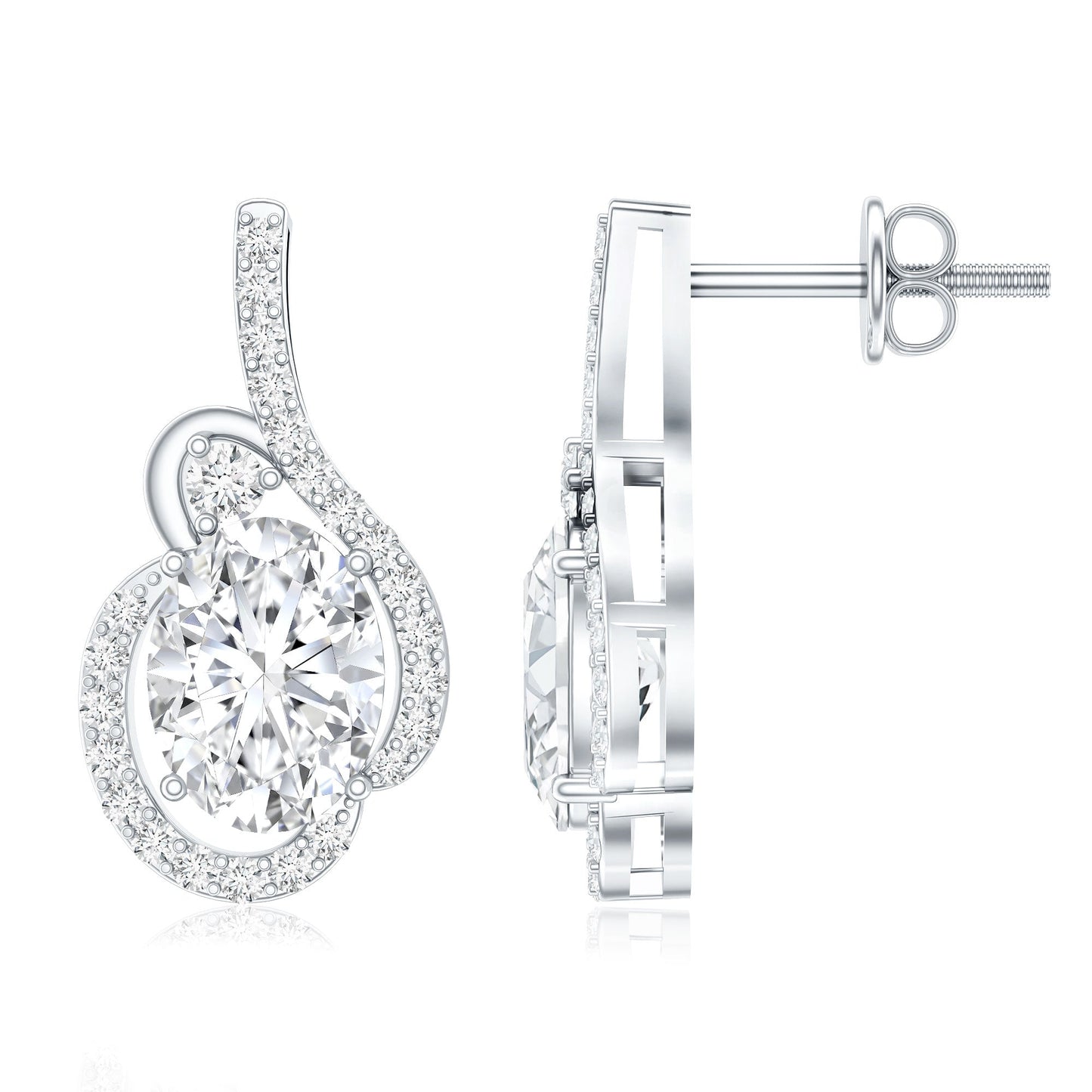 Certified 2.5 Carat Oval Lab Grown Diamond Designer Stud Earrings