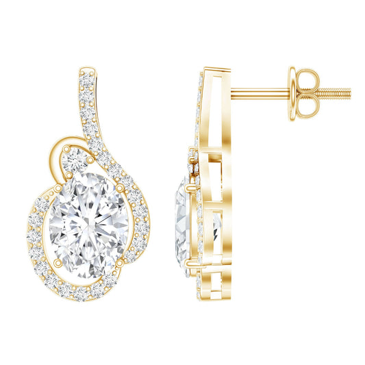 Certified 2.5 Carat Oval Lab Grown Diamond Designer Stud Earrings