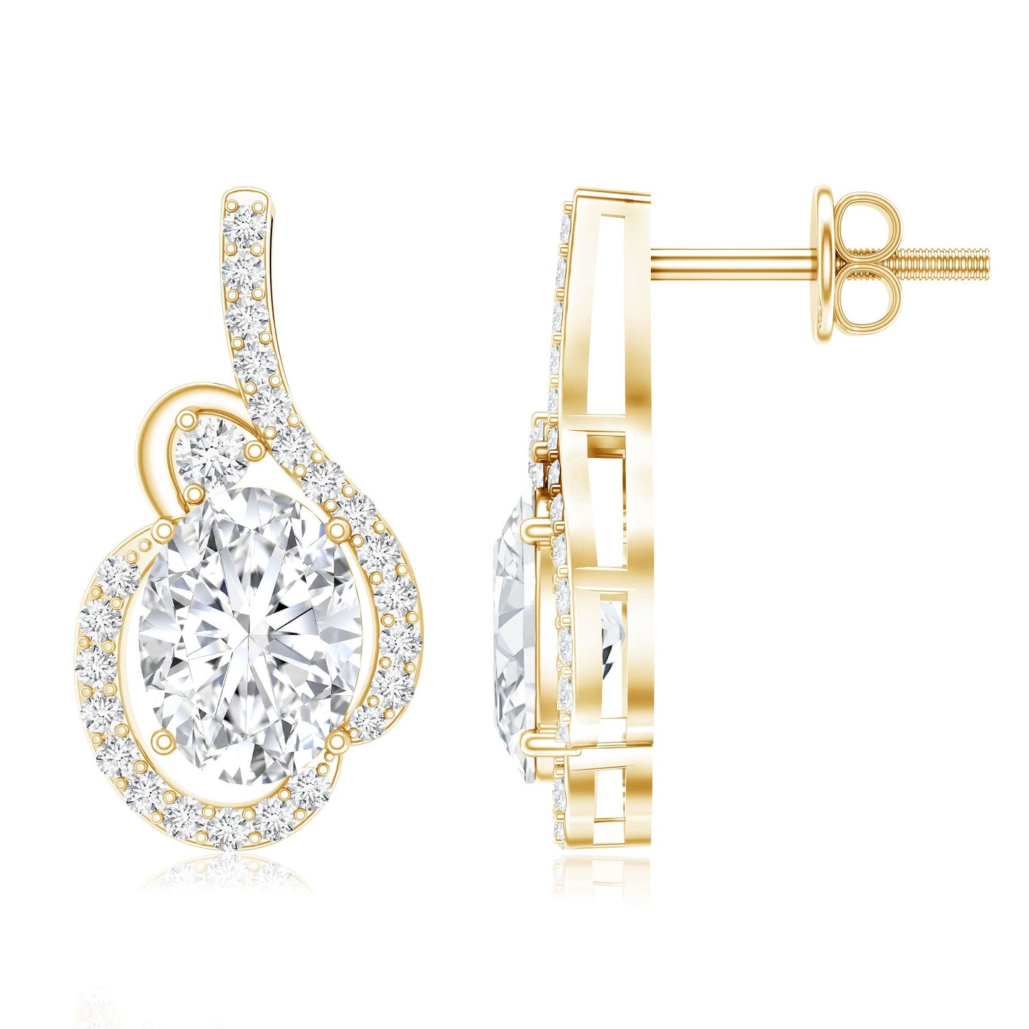 Certified 2.5 Carat Oval Lab Grown Diamond Designer Stud Earrings