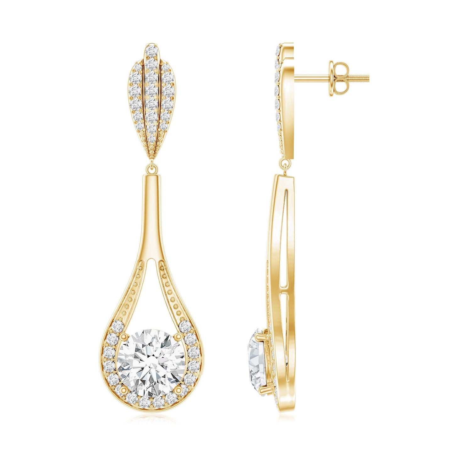Certified Lab Grown Diamond Long Dangle Earrings