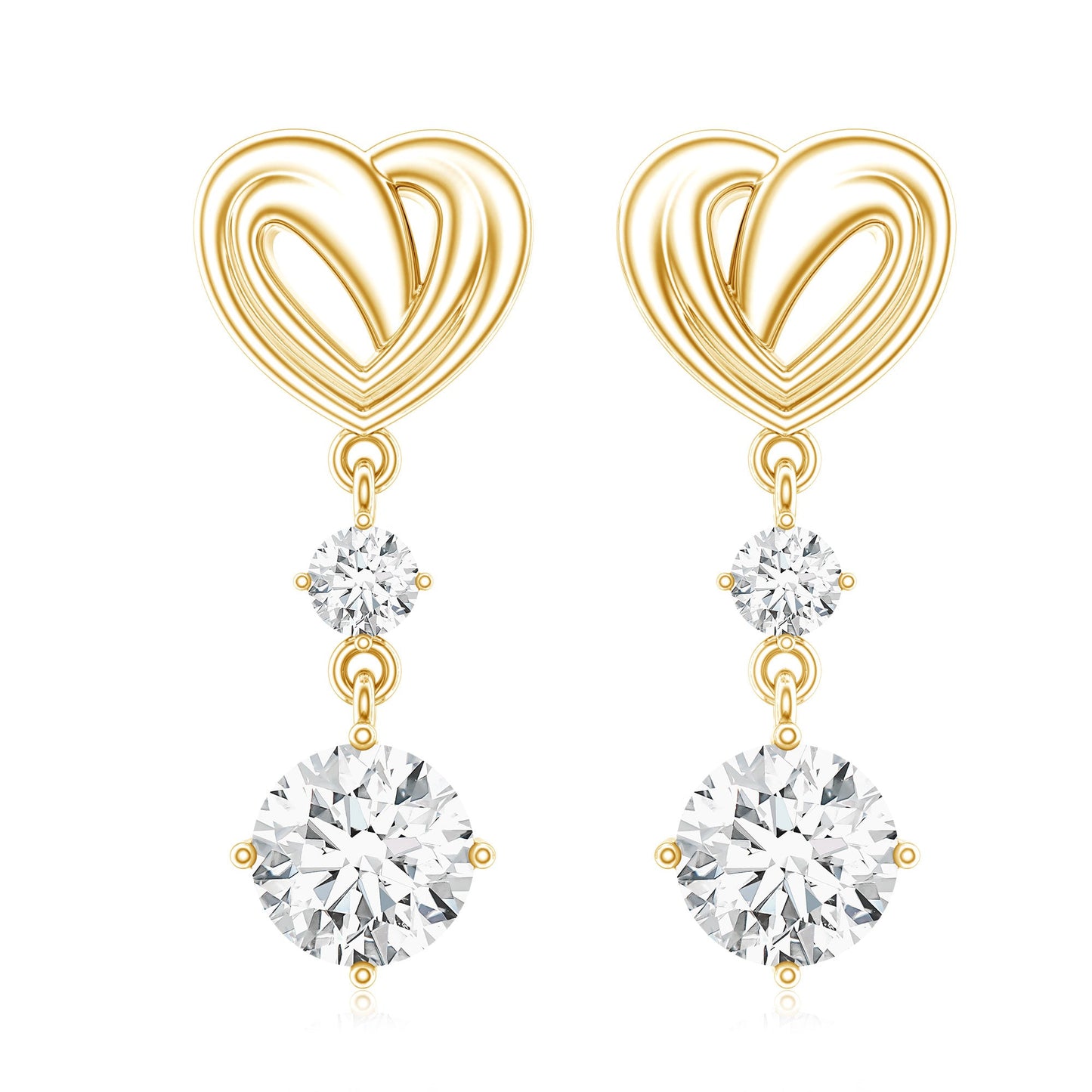 Certified Lab Grown Diamond Heart Dangle Drop Earrings