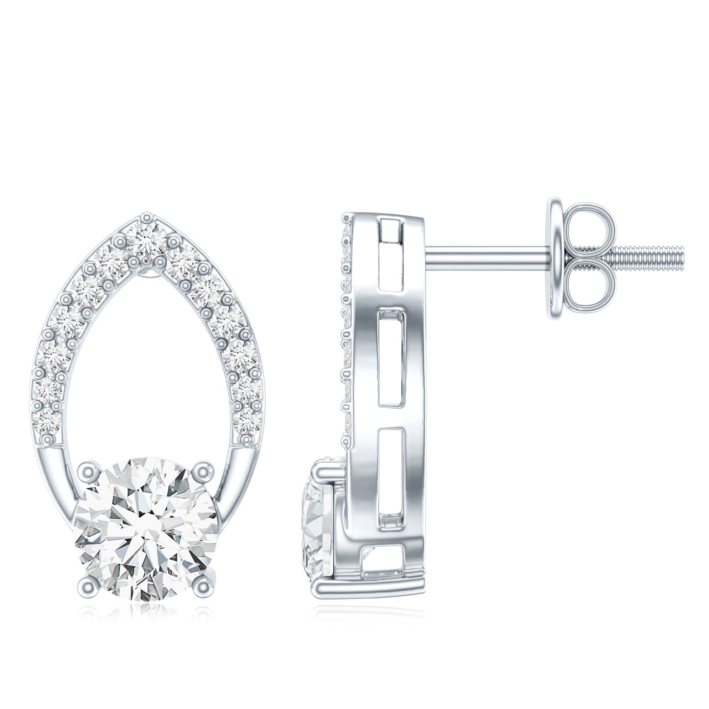 Certified 0.9 Carat Lab Grown Diamond Leaf Stud Earrings