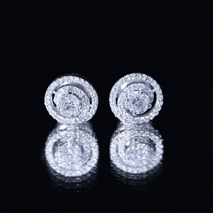 Lab Grown Diamond Swirl Stud Earrings With Screw Back