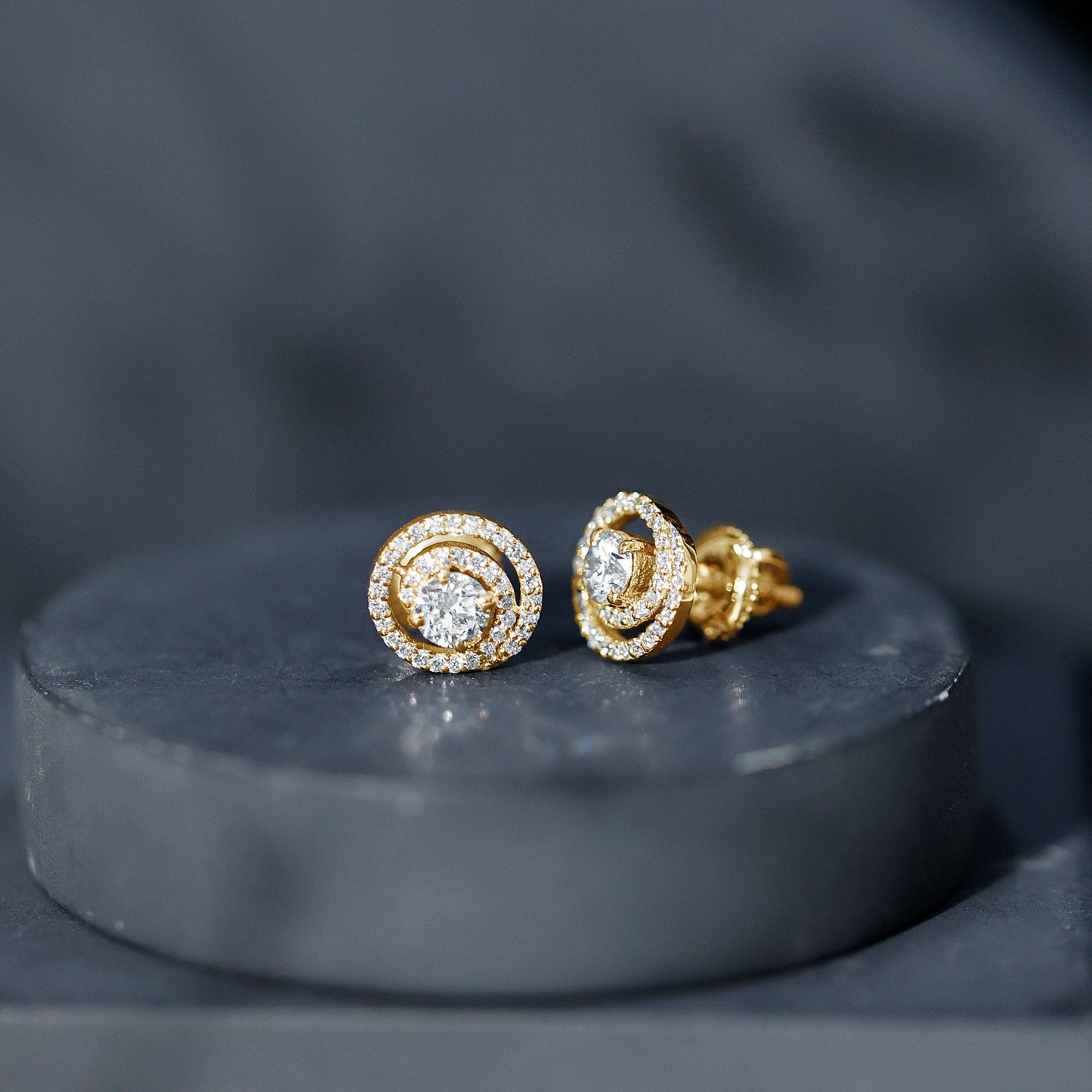 Lab Grown Diamond Swirl Stud Earrings With Screw Back