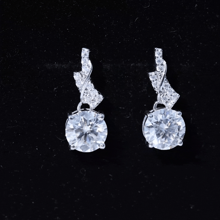 Certified 4 Carat Round Lab Diamond Designer Drop Earrings