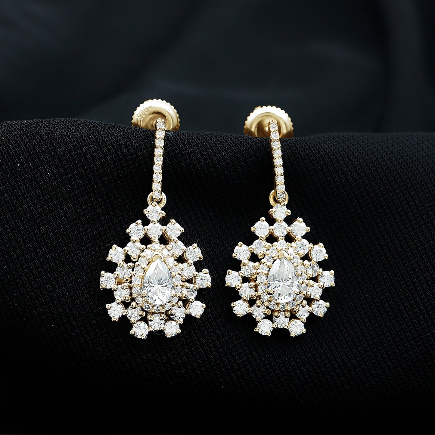 Certified Pear Shape Lab Grown Diamond Bridal Drop Earrings