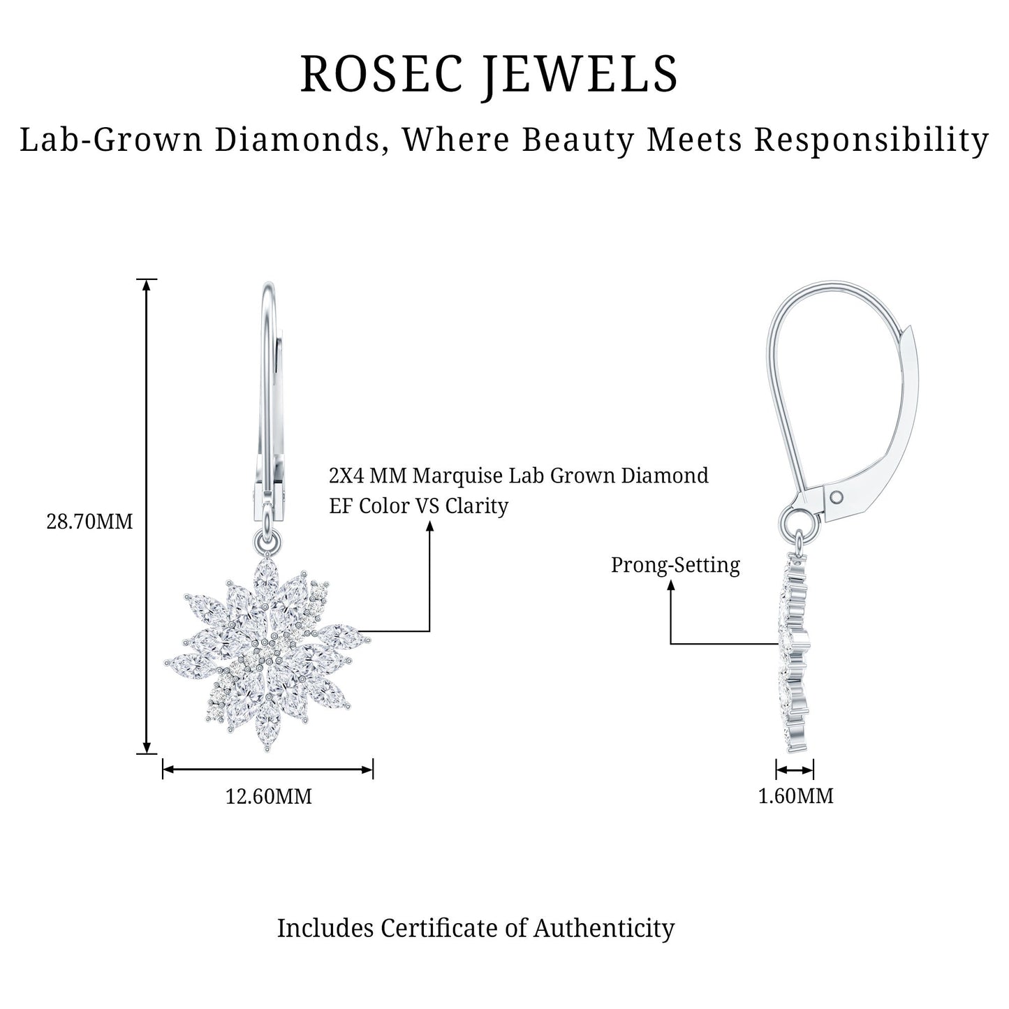 Lab Grown Diamond Flower Hoop Earrings