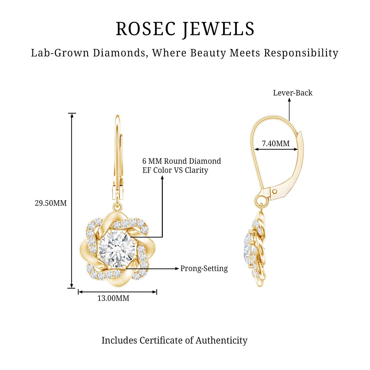 Lab Grown Diamond Flower Hoop Earrings For Her