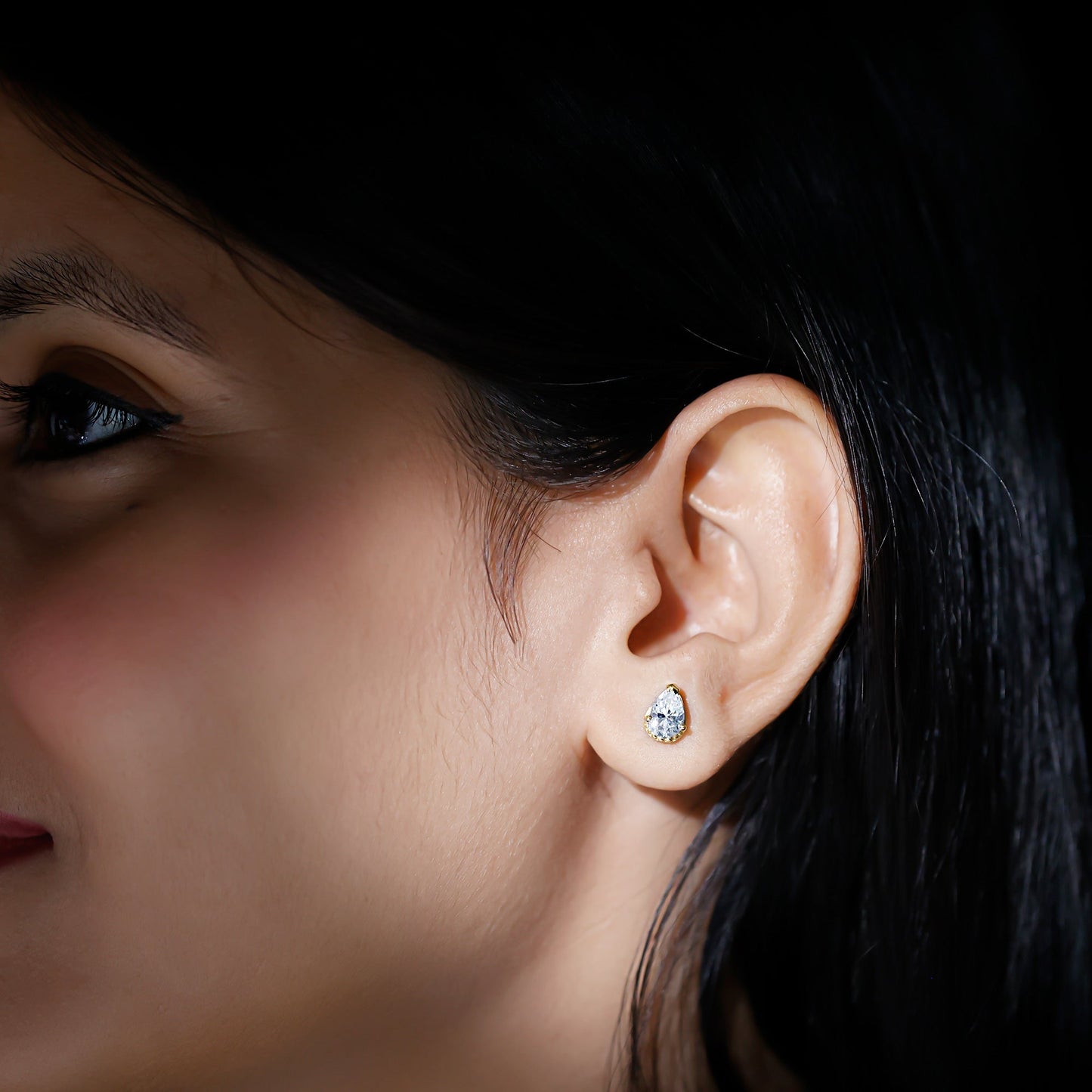 Certified Lab 1.3 Carat Pear Diamond Designer Stud Earrings