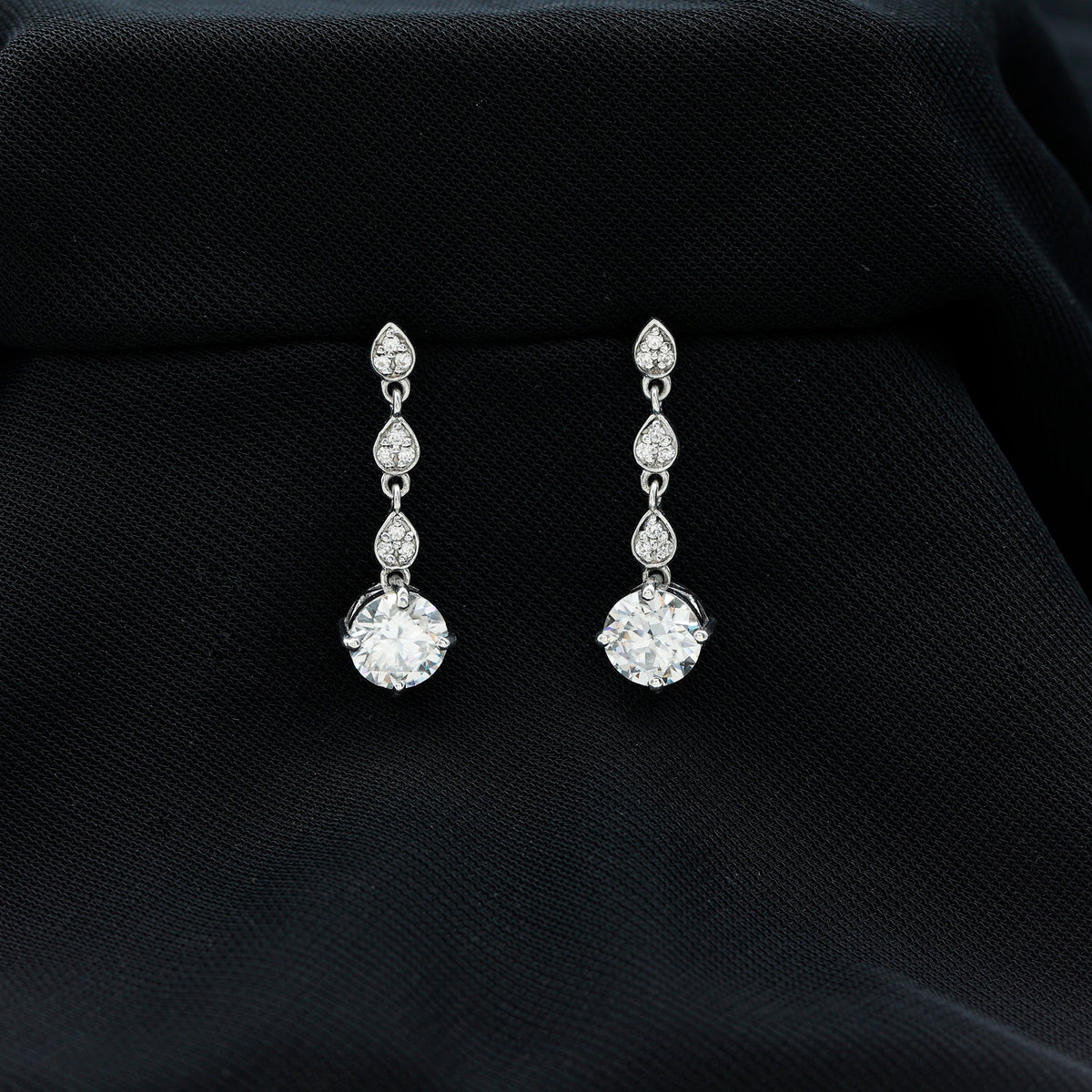 Certified Lab 2.5 Carat Round Diamond Dangle Chain Earrings