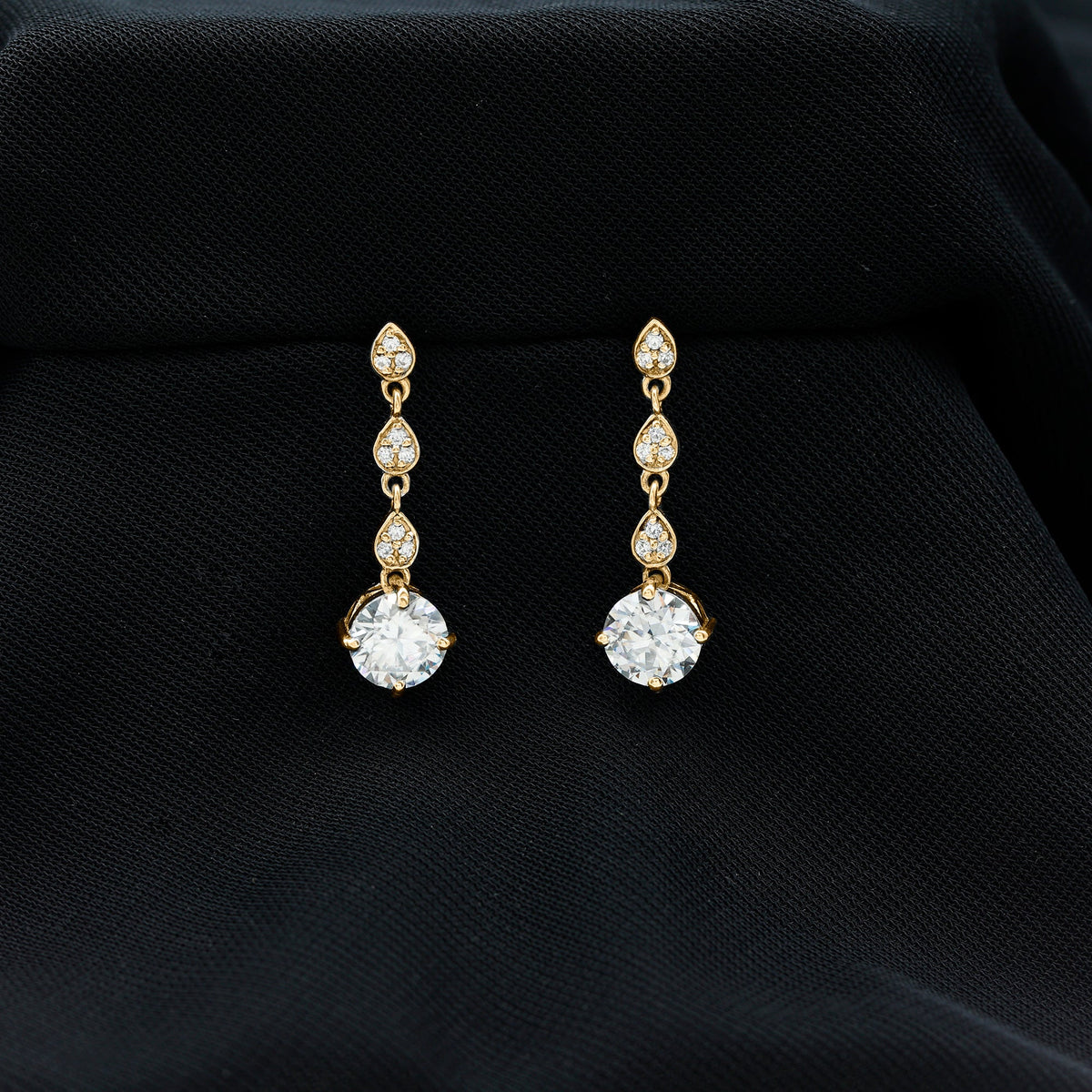 Certified Lab 2.5 Carat Round Diamond Dangle Chain Earrings