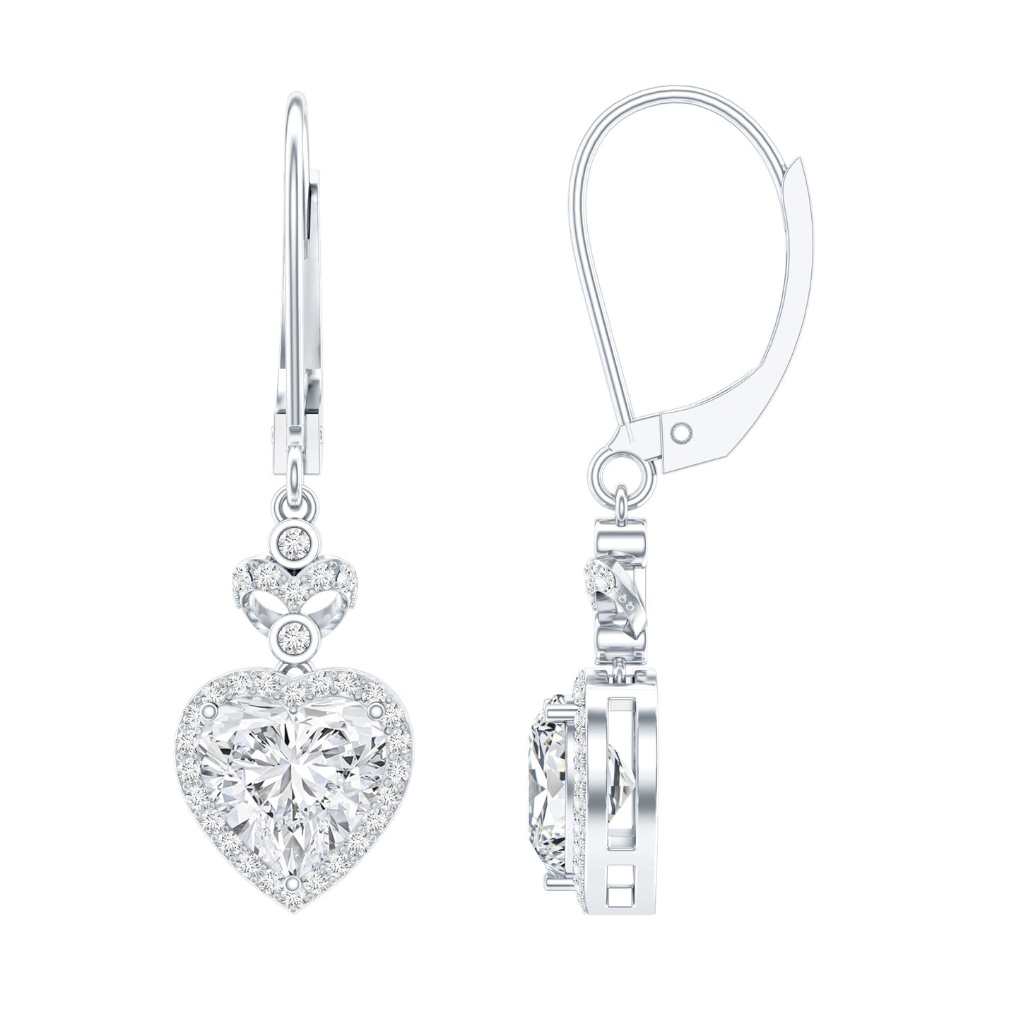 Certified 2.5 Carat Lab Grown Diamond Heart Drop Earrings