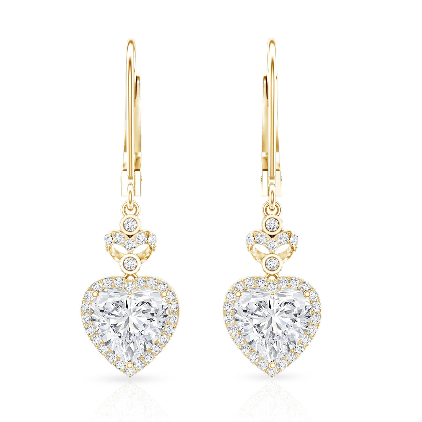 Certified 2.5 Carat Lab Grown Diamond Heart Drop Earrings