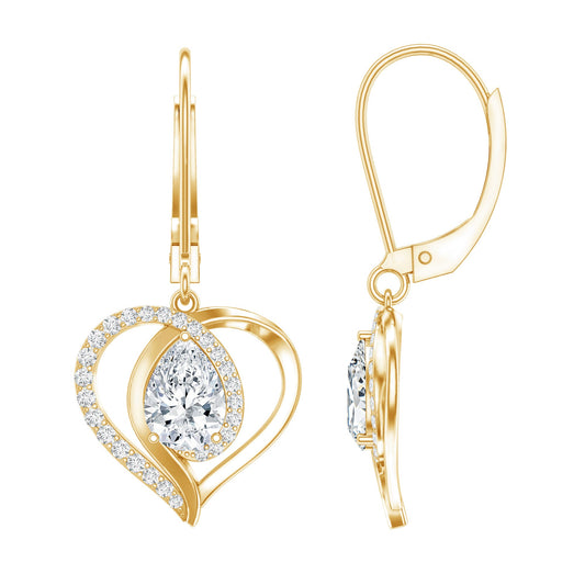 Certified 1.3 Carat Pear Lab Grown Diamond Heart Drop Earrings