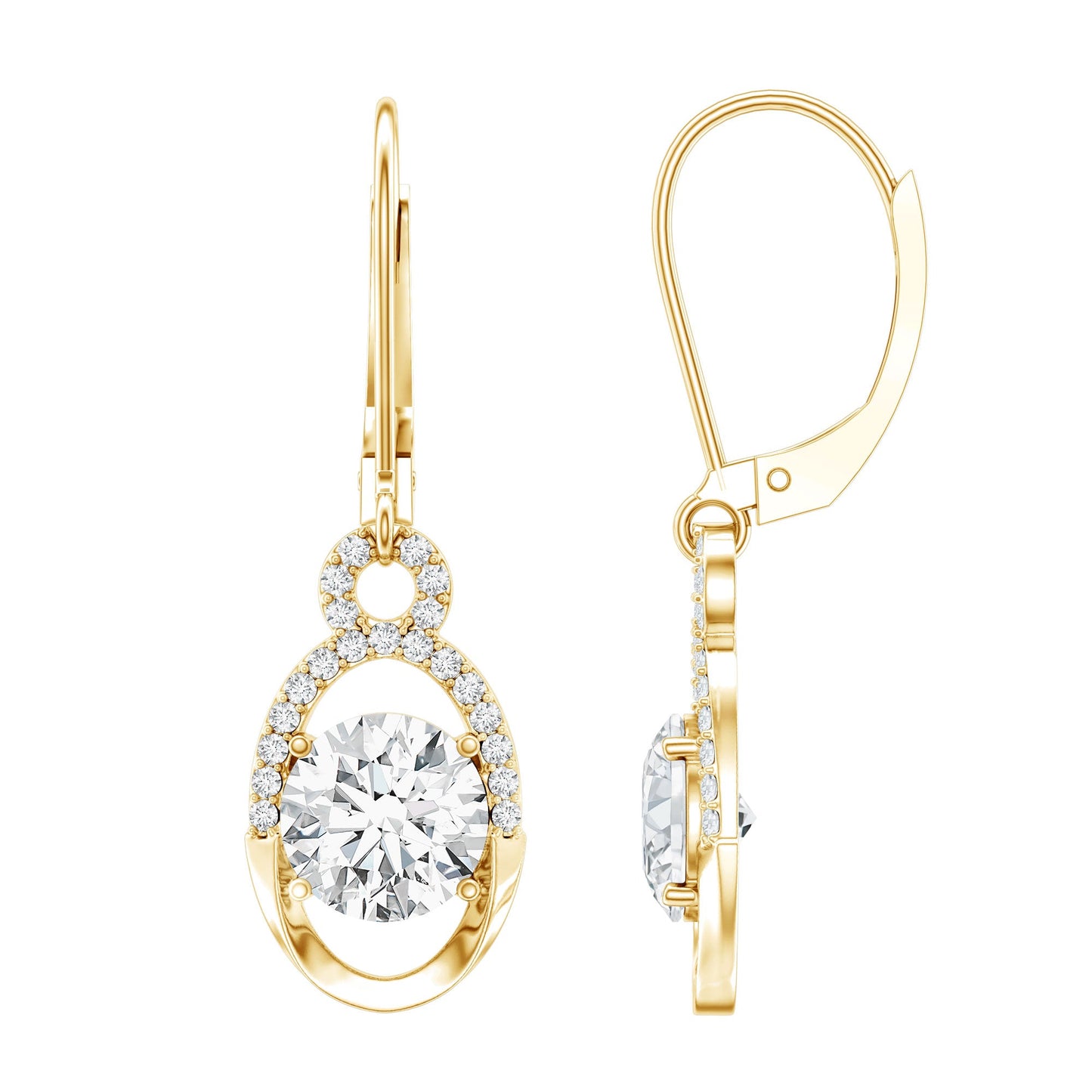 Certified 2.5 Carat Round Lab Grown Diamond Drop Hoop Earrings