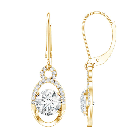 Certified 2.5 Carat Round Lab Grown Diamond Drop Hoop Earrings