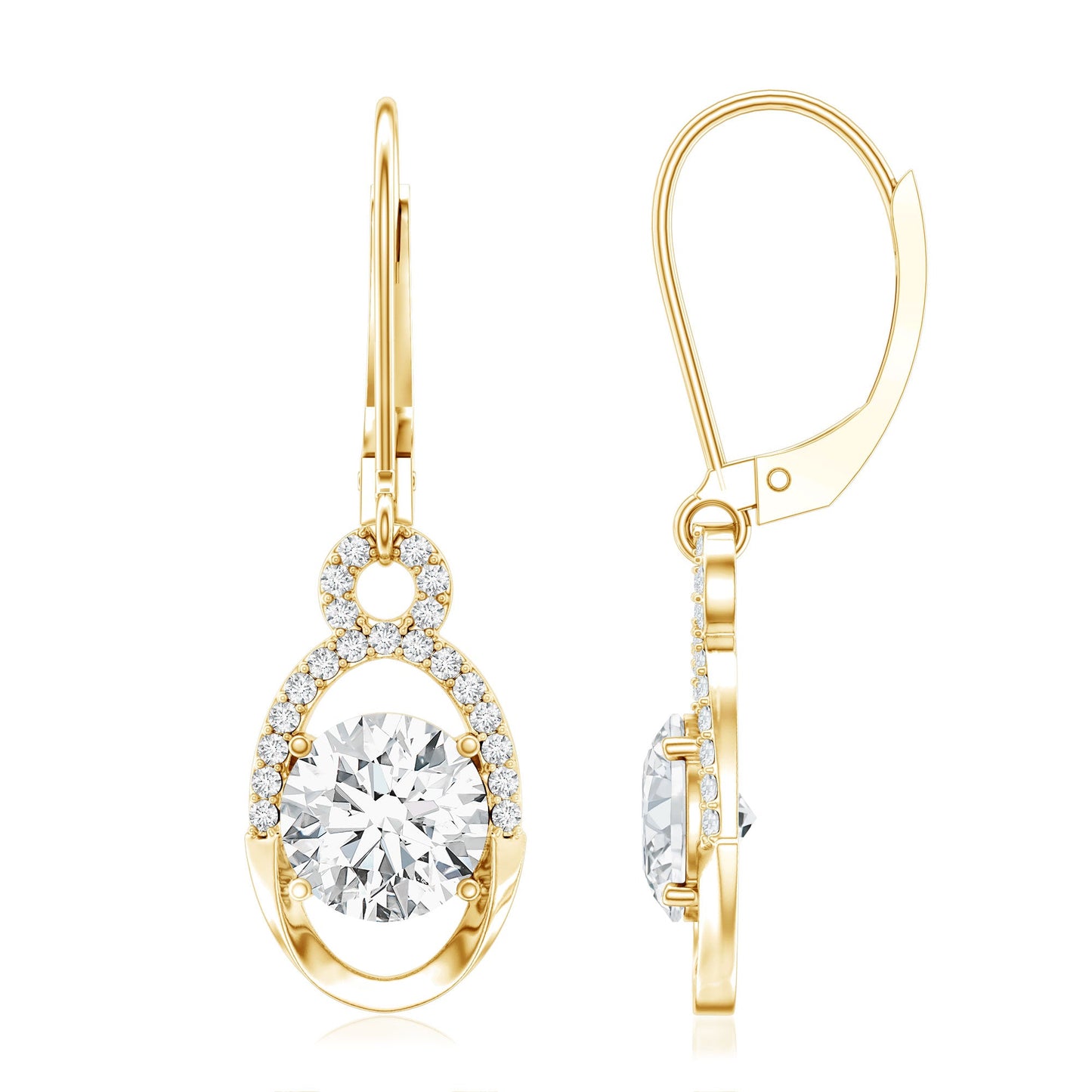 Certified 2.5 Carat Round Lab Grown Diamond Drop Hoop Earrings