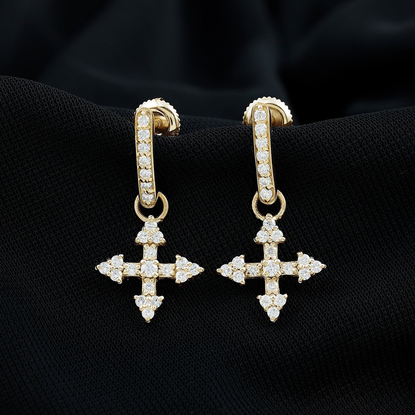 Certified Lab Grown Diamond Cross Drop Earrings For Her