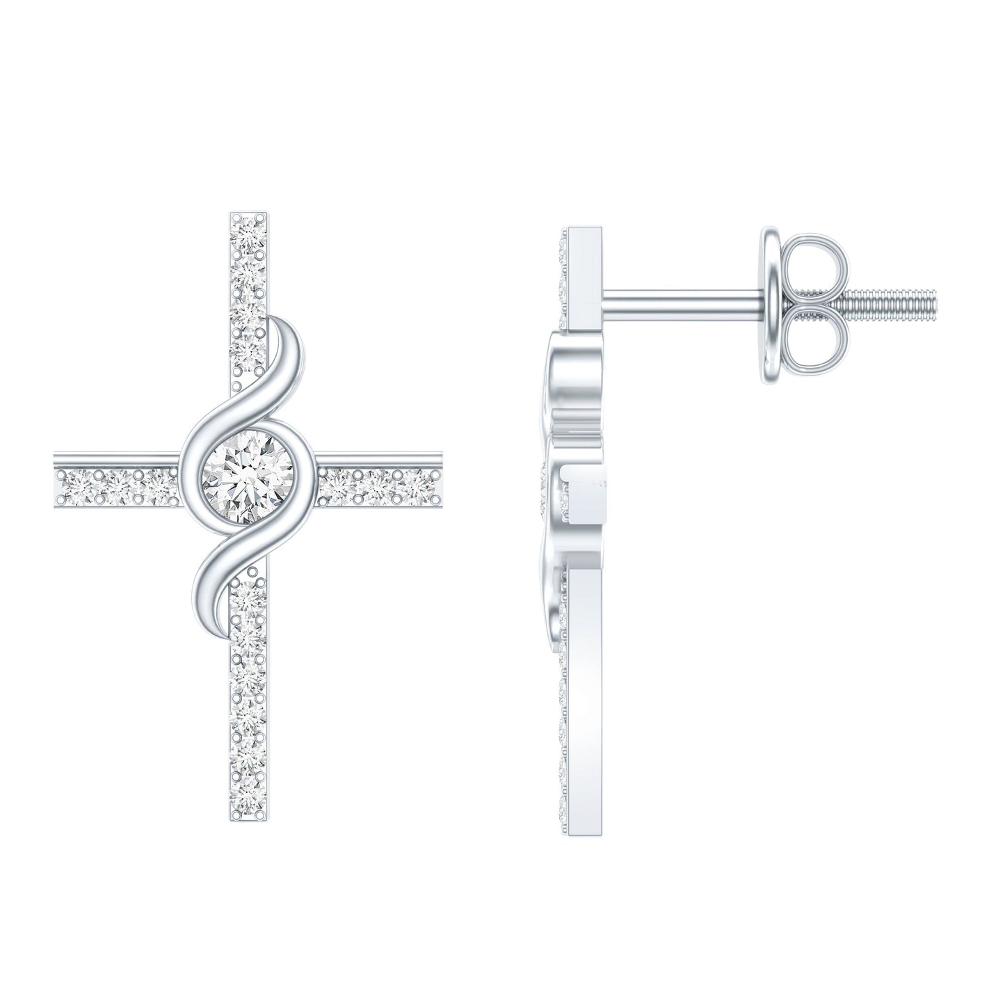 Certified Lab Grown Diamond Religious Cross Earrings