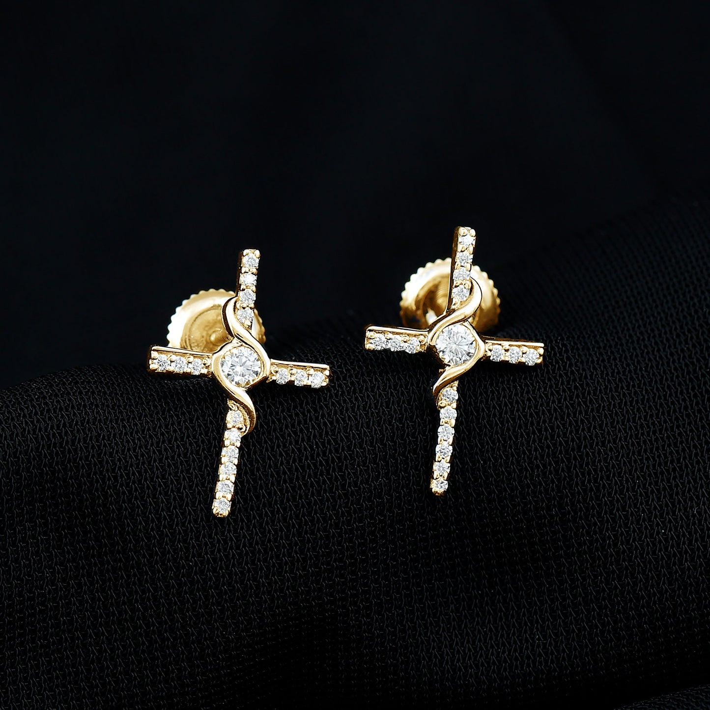 Certified Lab Grown Diamond Religious Cross Earrings