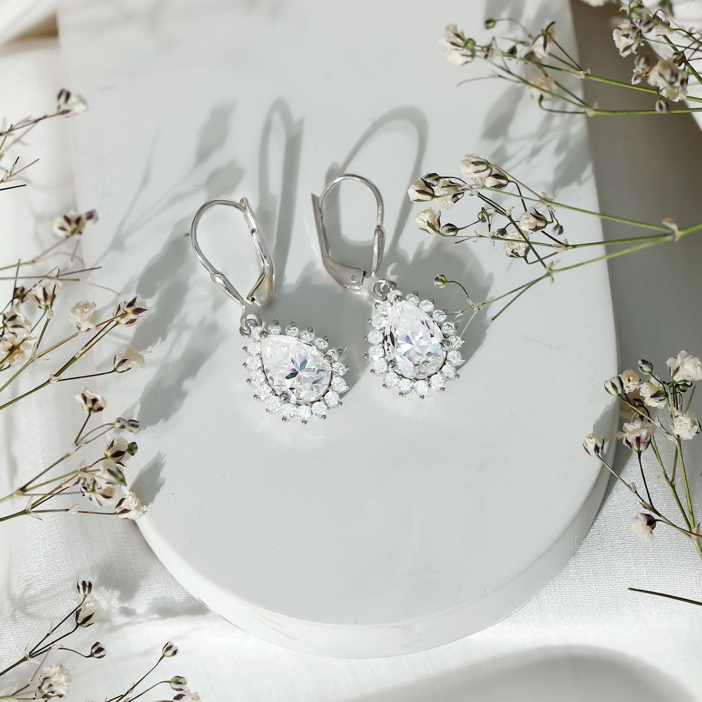 Certified 4 Carat Moissanite Drop Dangle Earrings In Silver