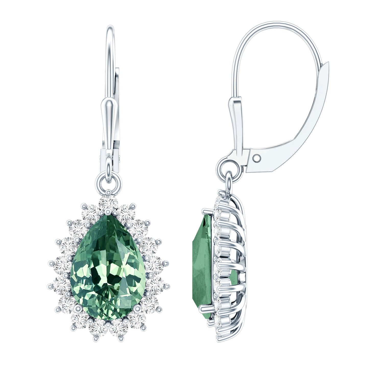 Lab Grown Green Sapphire Wedding Earrings for Bride