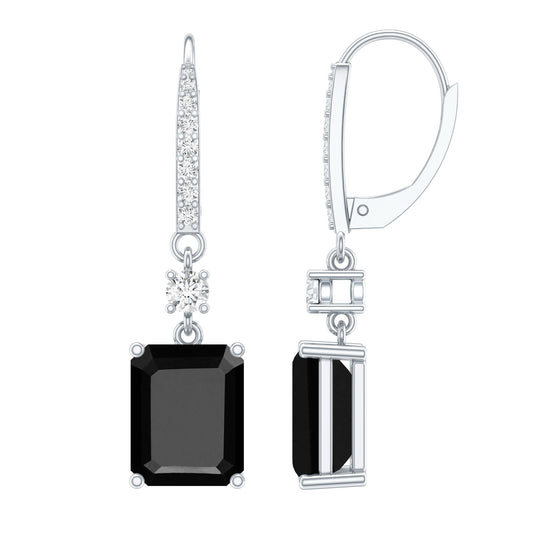 Certified 6 Carat Lab Grown Black Diamond Dangling Earrings