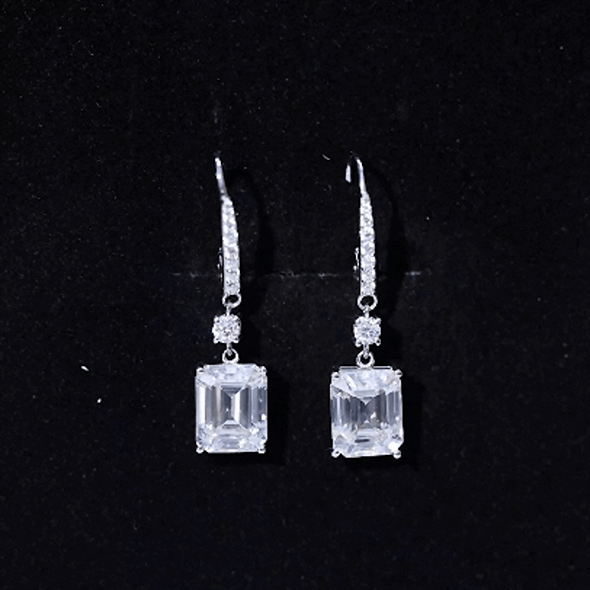 Certified 7 Carat Moissanite Silver Dangle Earrings For Women