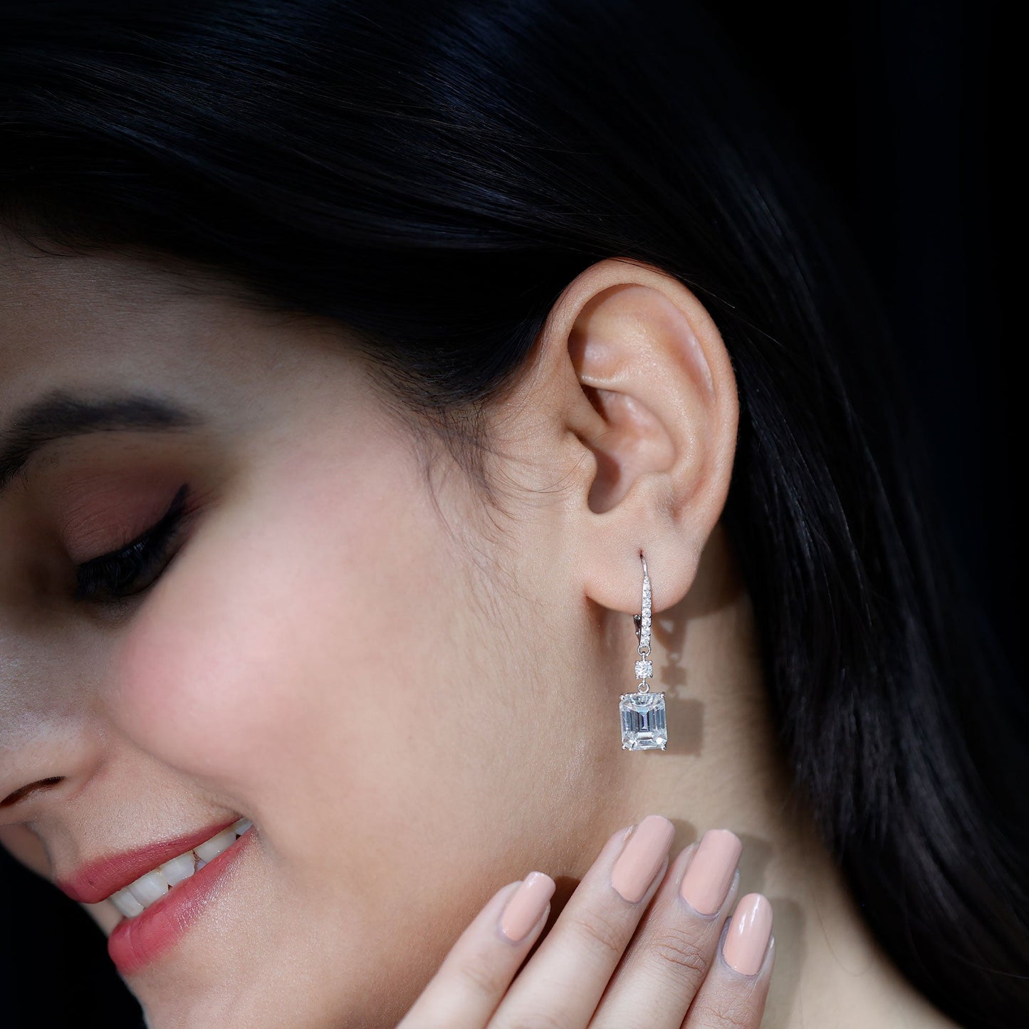 Certified 7 Carat Moissanite Silver Dangle Earrings For Women