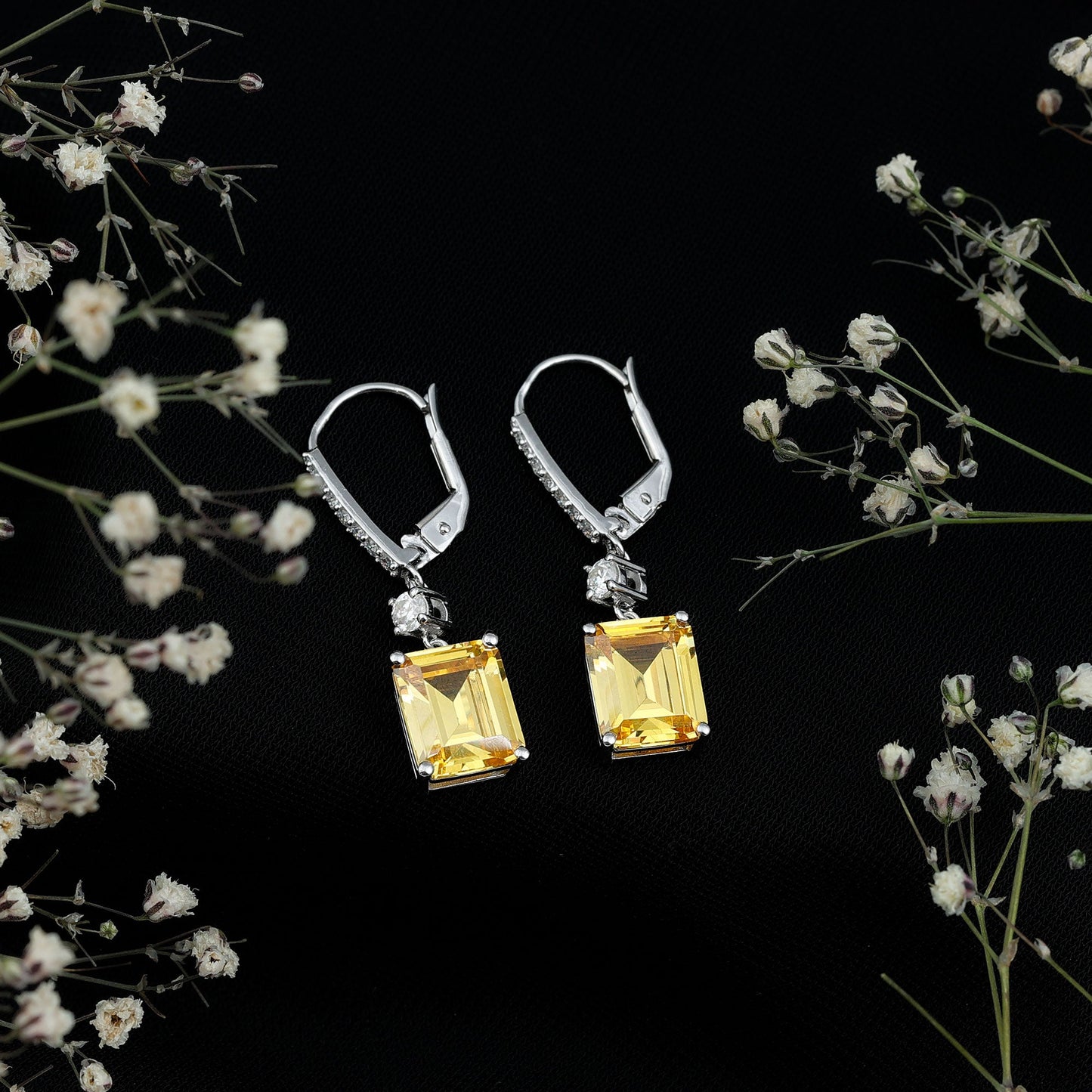 Certified 5.5 Carat Lab Grown Yellow Sapphire Teardrop Dangle Earrings for Women