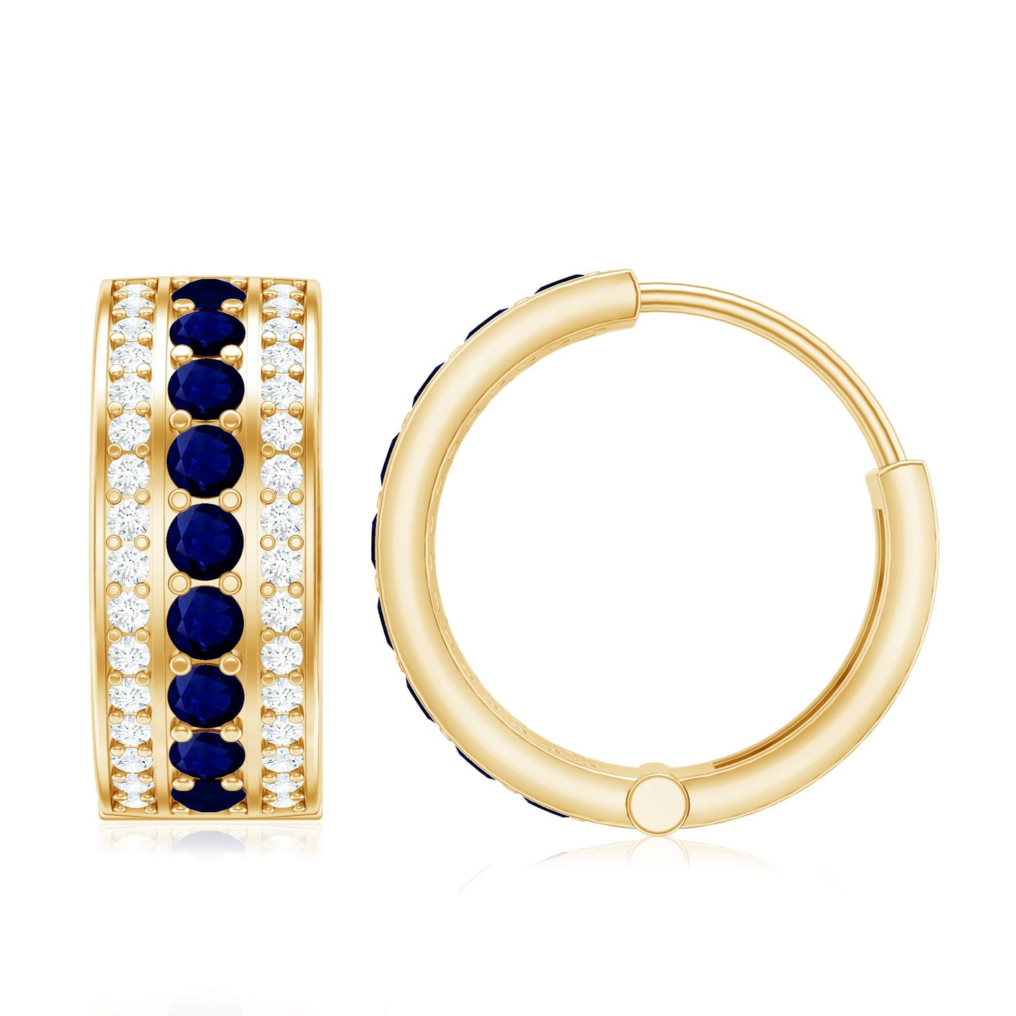 Blue Sapphire and Diamond Statement Hoop Earrings
