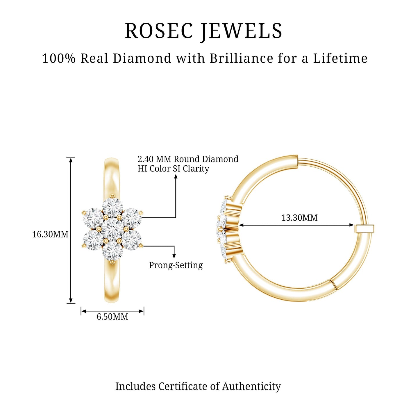 Diamond Flower Hoop Earrings For Her