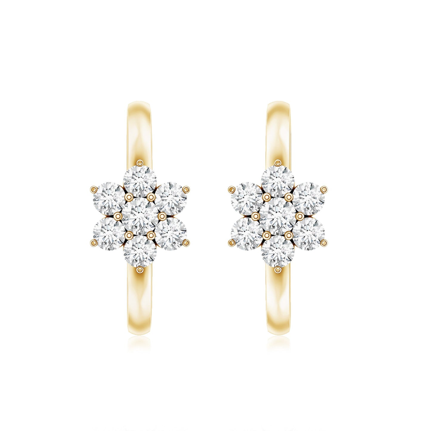 Diamond Flower Hoop Earrings For Her