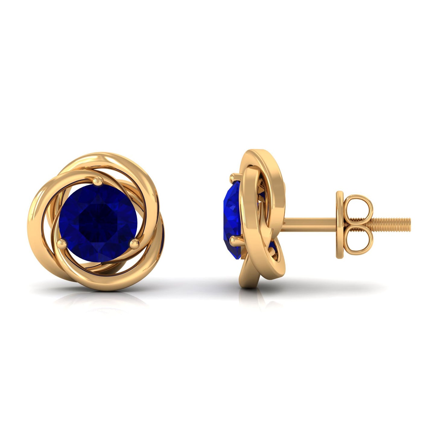 1.9 Carat Natural Blue Sapphire Swirl Stud Earrings
