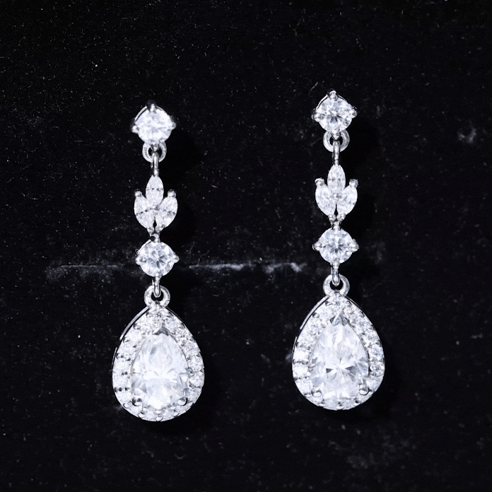 Certified Moissanite Wedding Dangling Earrings in Silver