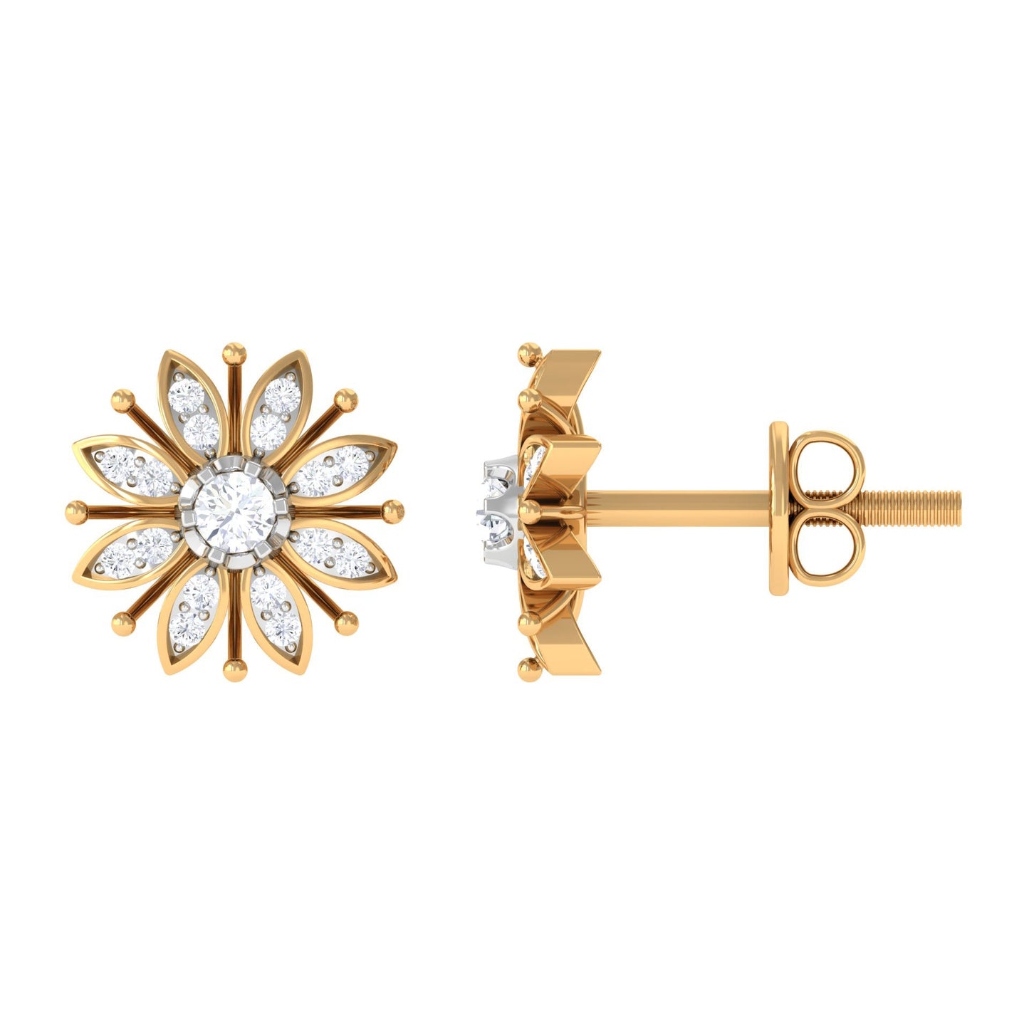 Certified Real Diamond Snowflake Earrings for Christmas