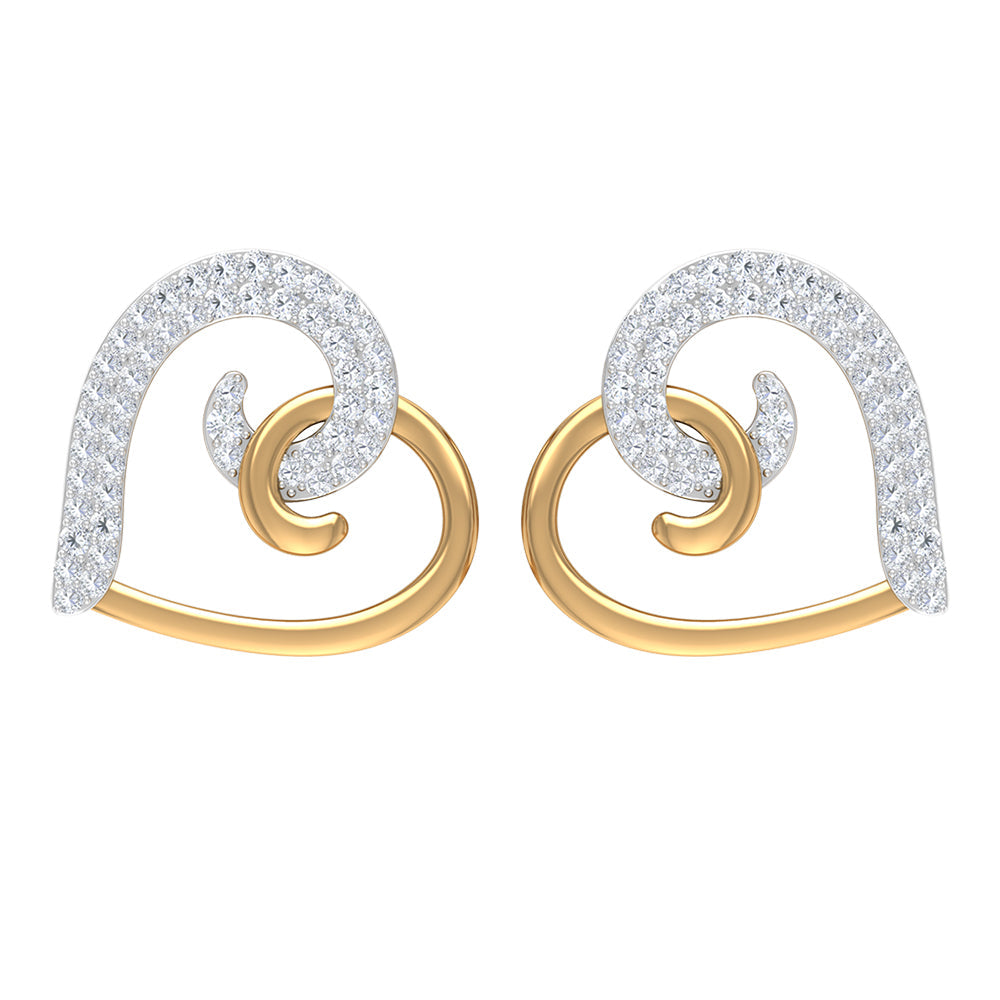 Certified Real Diamond Heart Earrings with Screw Back