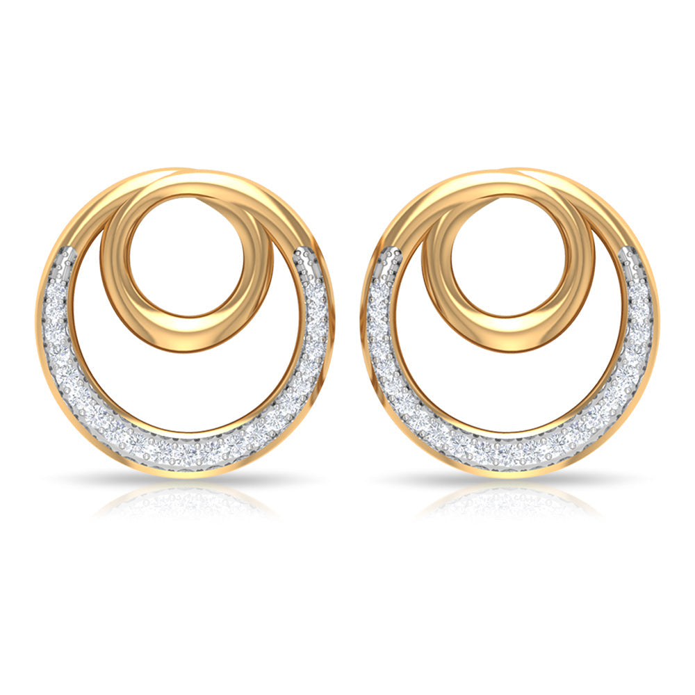 Certified Natural Diamond Circle in Circle Earrings