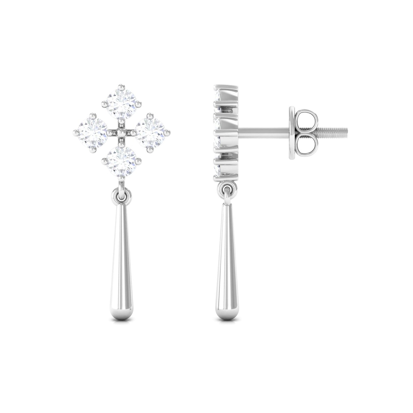 Minimal Diamond Dangle Drop Earrings with Screw Back