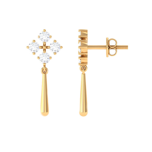 Minimal Diamond Dangle Drop Earrings with Screw Back
