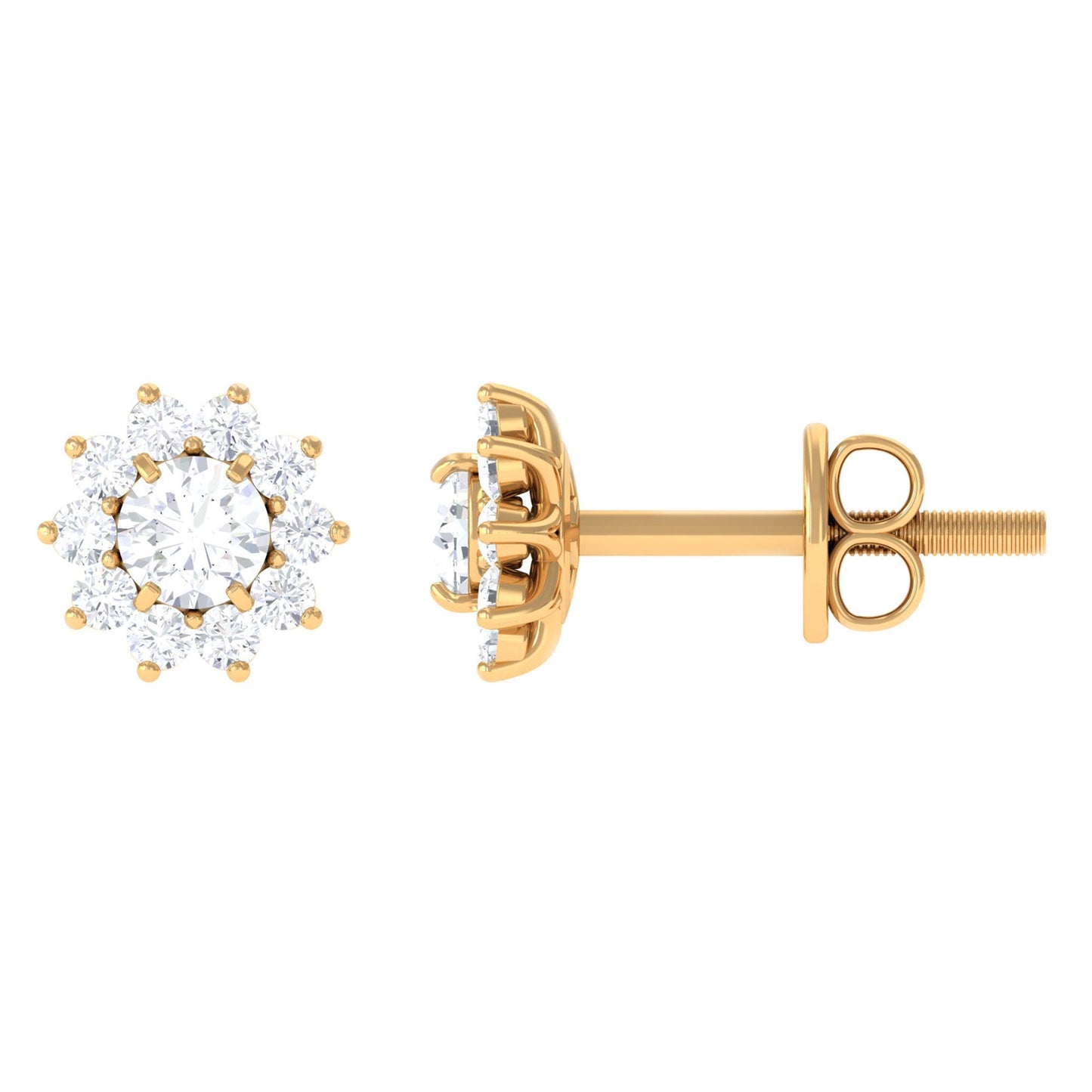Natural Diamond Stud Earrings with Halo