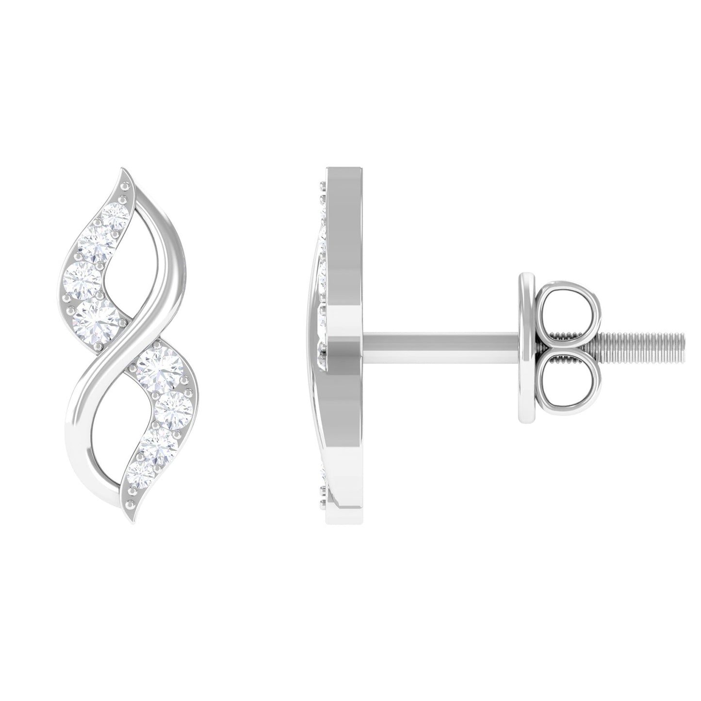 Natural Diamond Infinity Earrings with Screw Back