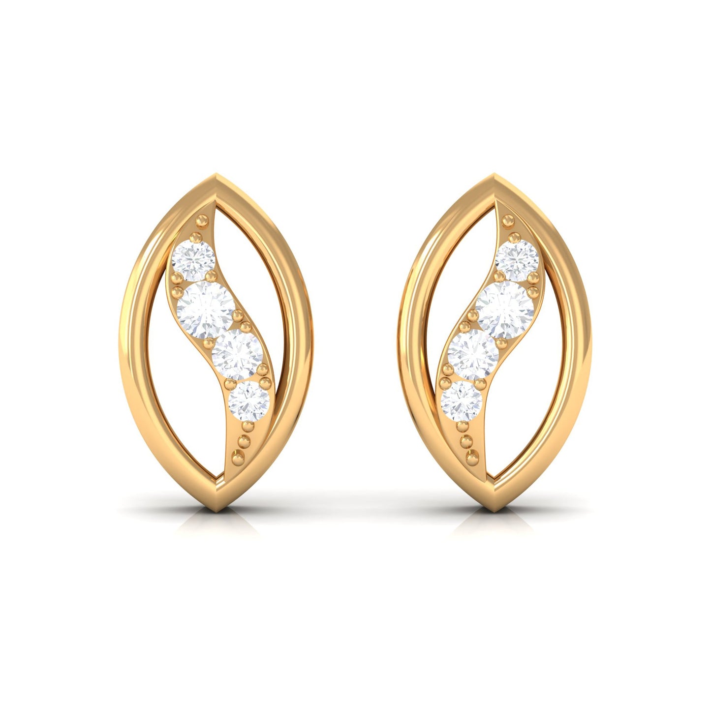 Round Cut Natural Diamond Petal Stud Earrings
