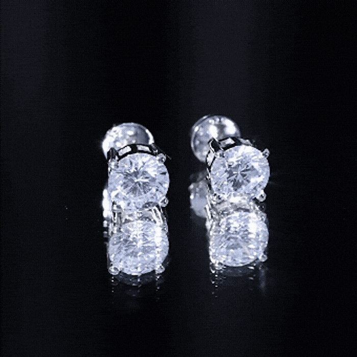Certified 2.7 Carat Cubic Zirconia Stud Earrings with Screw Back